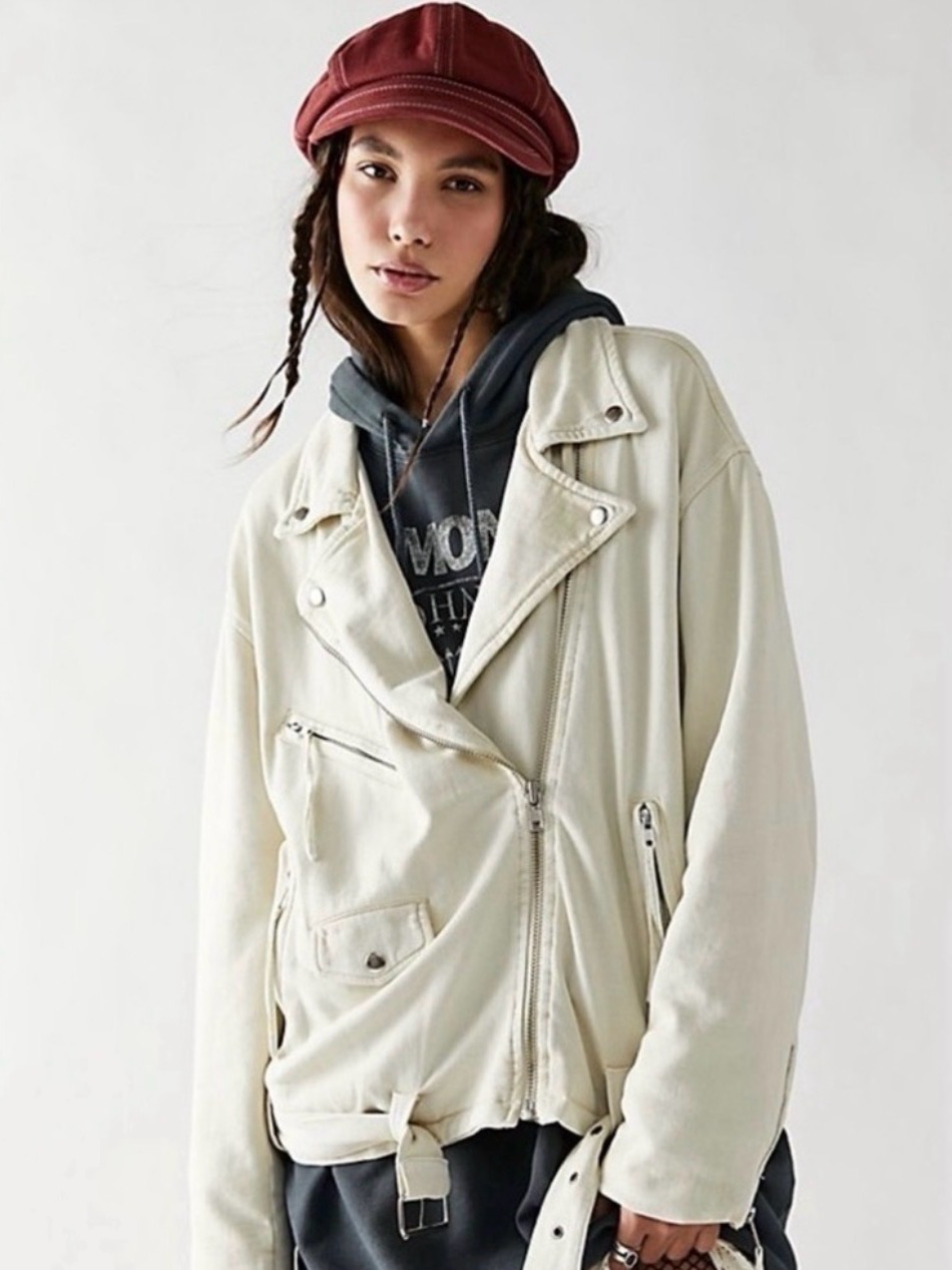 Free People Beige Moto Jacket